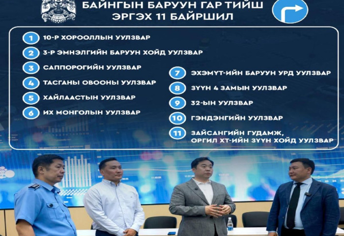 Явган зорчигчид зам тавьж өгөөд баруун эргэх 11 уулзварыг танилцуулж байна