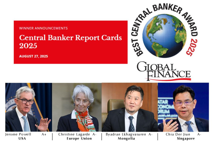 “Global finance” сэтгүүлээс Монголбанкны Ерөнхийлөгч Б.Лхагвасүрэнг “BEST CENTRAL BANK AWARD 2025”-д өндөр үнэлгээ авсан Төв банкны удирдлагуудын нэгээр нэрлэлээ