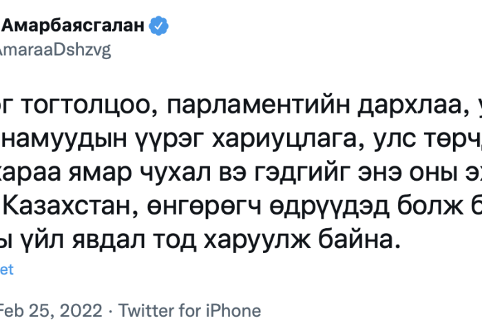 Д.Амарбаясгалан: Парламентын дархлаа ямар чухлыг Украин харуулж байна