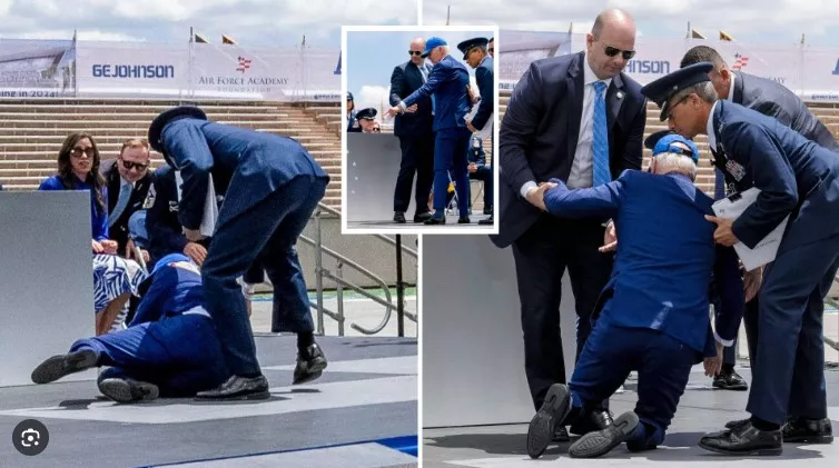 АНУ-ын Ерөнхийлөгч арга хэмжээнд оролцох үеэрээ бүдэрч унажээ