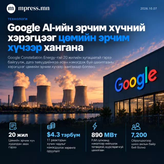 Google хиймэл оюуны эрчим хүчний хэрэгцээг цөмийн эрчим хүчээр хангана