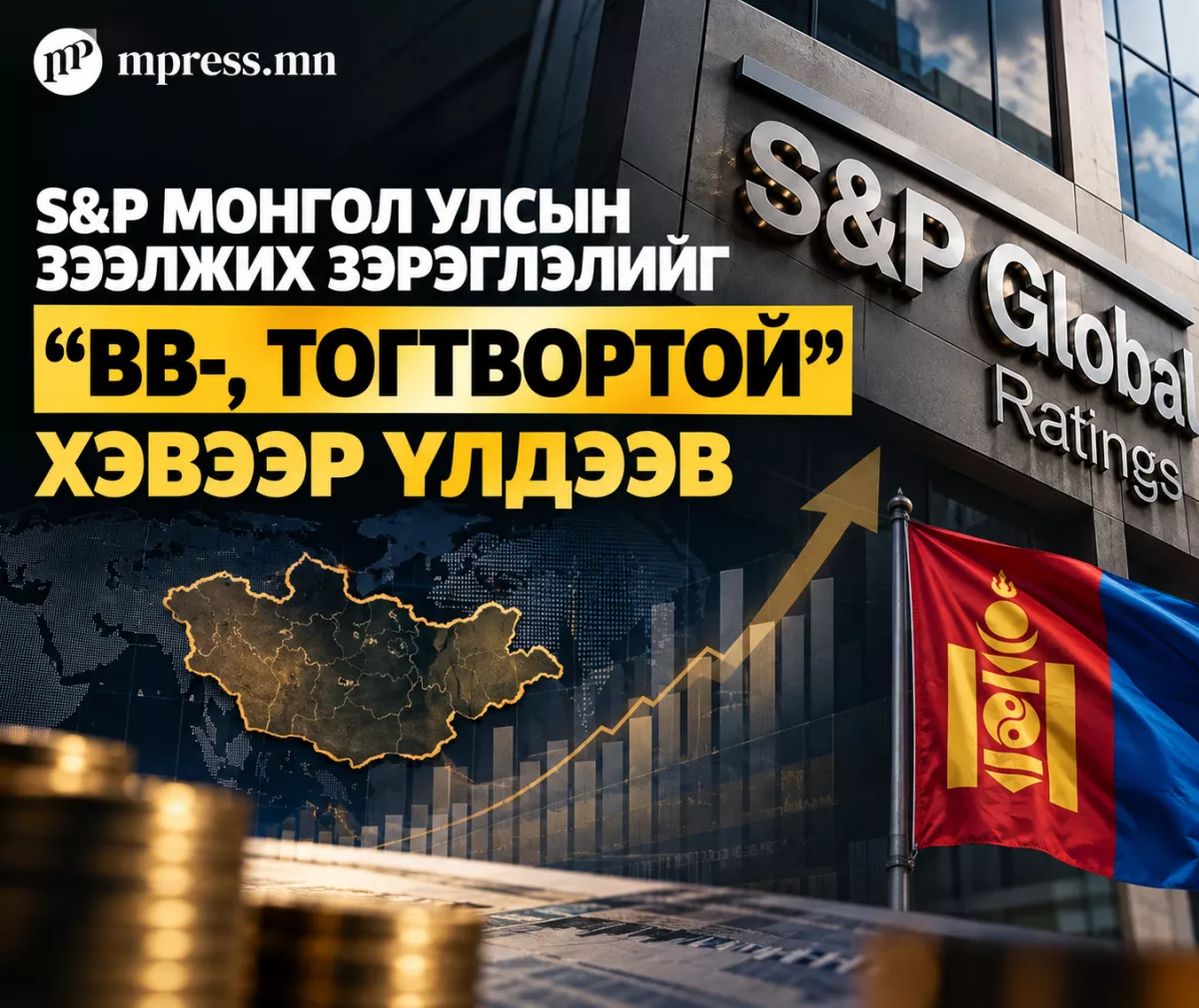 S&P Монгол Улсын зээлжих зэрэглэлийг “BB−, Тогтвортой” хэвээр үлдээлээ