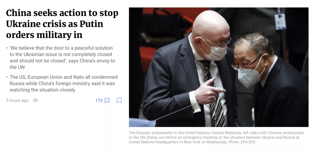 SCMP: Хятад улс Украинд өрнөөд буй хурцадмал байдлыг намжаахыг уриалжээ