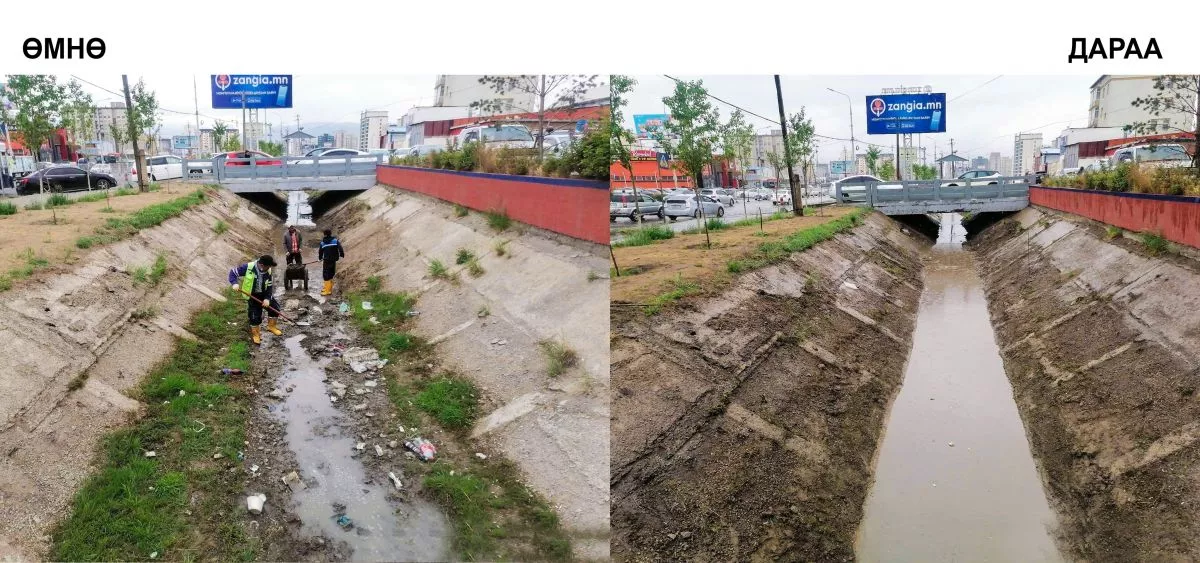 Үерийн усаар бий болсон лаг, хагшаасыг цэвэрлэж байна
