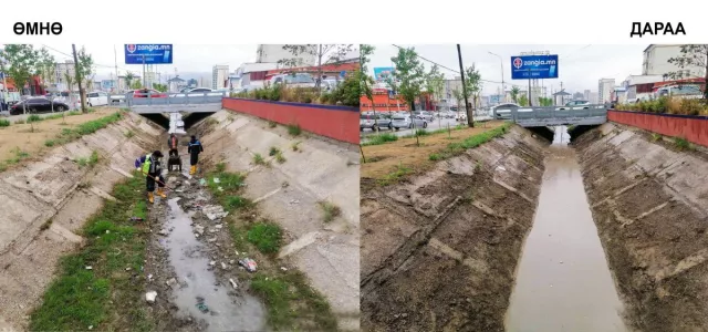Үерийн усаар бий болсон лаг, хагшаасыг цэвэрлэж байна