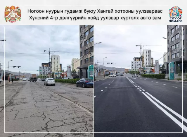 Ногоон нуурын гудамжийн авто замын ажлыг хийж дуусжээ